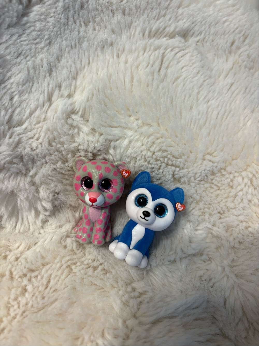 Ty Mini Plush Duo - Pink Spotted Leopard & Blue Husky